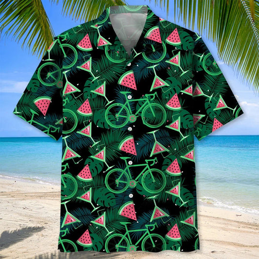 Cycling Watermelon Hawaiian Shirt - S - hawaiian shirt