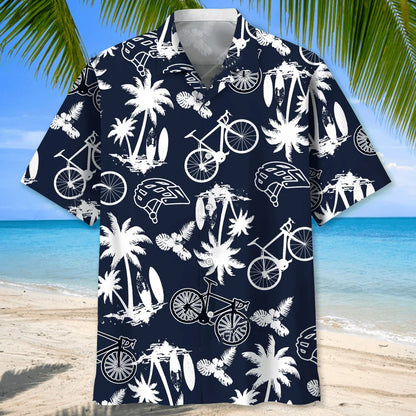 Cycling White Hawaiian Shirt