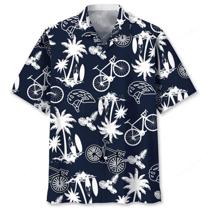 Cycling White Hawaiian Shirt
