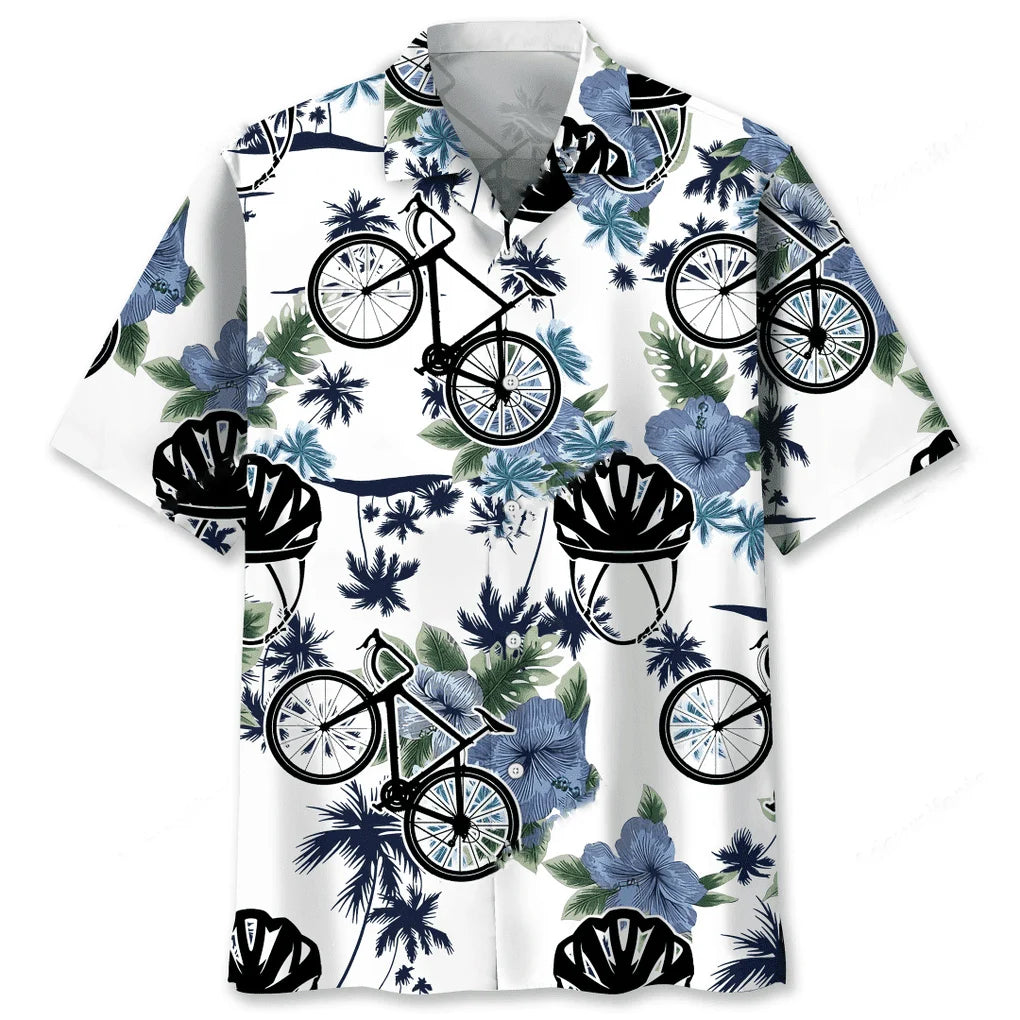 Cycling White Nature Hawaiian Shirt