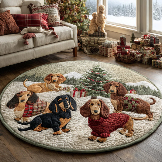 Dachshund Cheer Quilted Round Mat