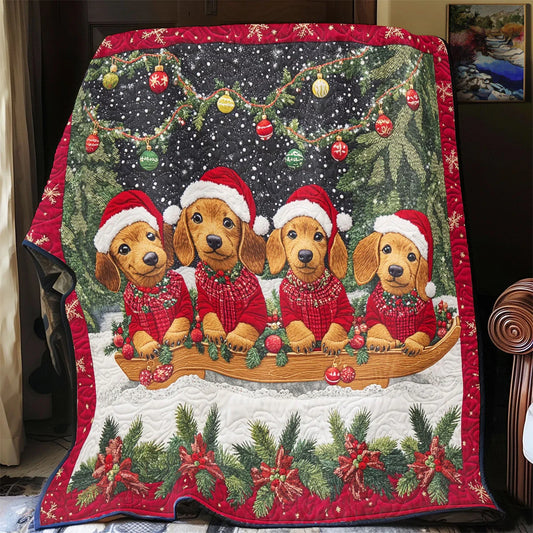 Dachshund Christmas Quilt Blanket