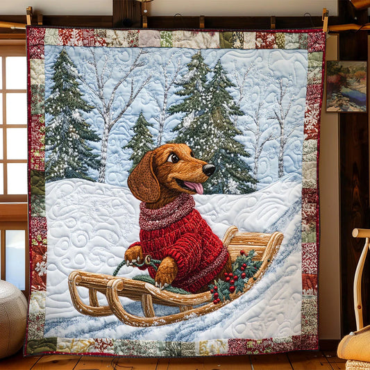 Dachshund Holiday Joy Quilt Blanket