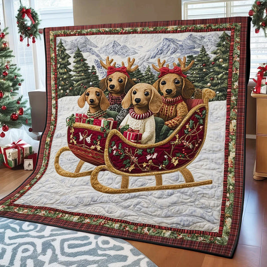 Dachshund Magic Ride Quilt Blanket