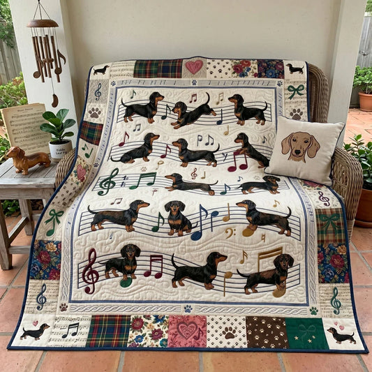 Dachshund Symphony Quilt Blanket
