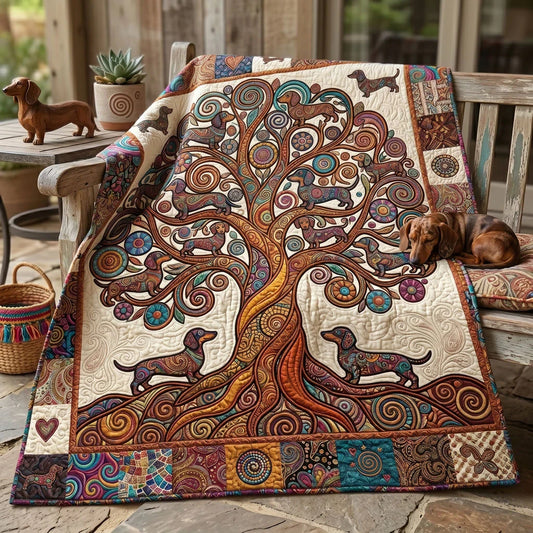 Dachshund Tree Of Life Quilt Blanket