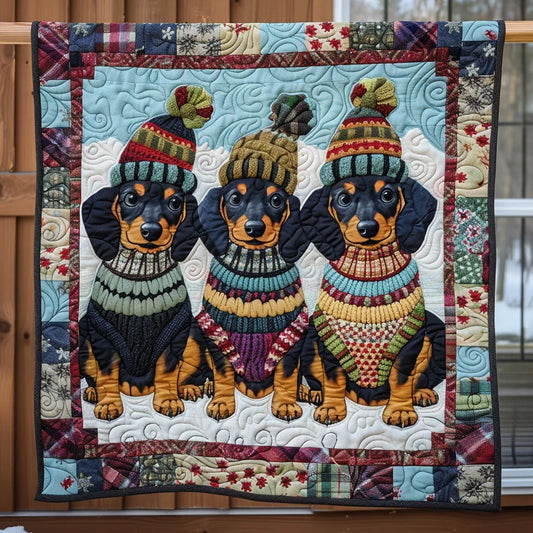 Dachshund Trio Quilt Blanket