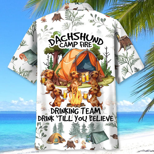 Dachshund Camp Fire Drinking Team Hawaiian Shirt