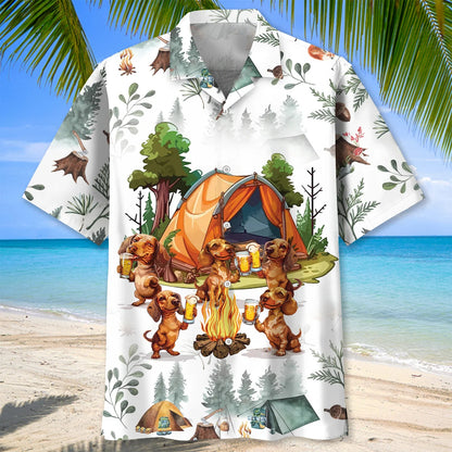 Dachshund Camp Fire Drinking Team Hawaiian Shirt