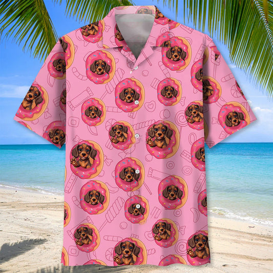Dachshund Donut Hawaiian Shirt - S - hawaiian shirt