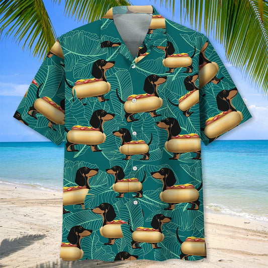Dachshund Hot Dog Hawaiian Shirt - S - hawaiian shirt