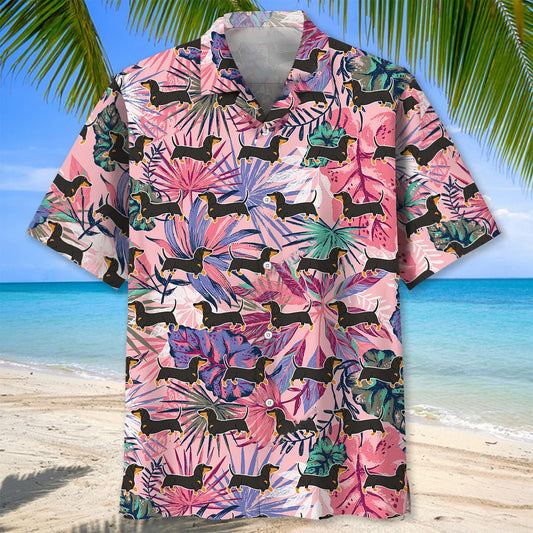 Dachshund Tropical Hawaiian Shirt - S - hawaiian shirt