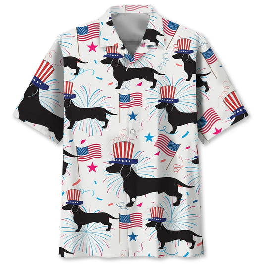 Dachshund Usa Proud Hawaiian Shirt - S - hawaiian shirt