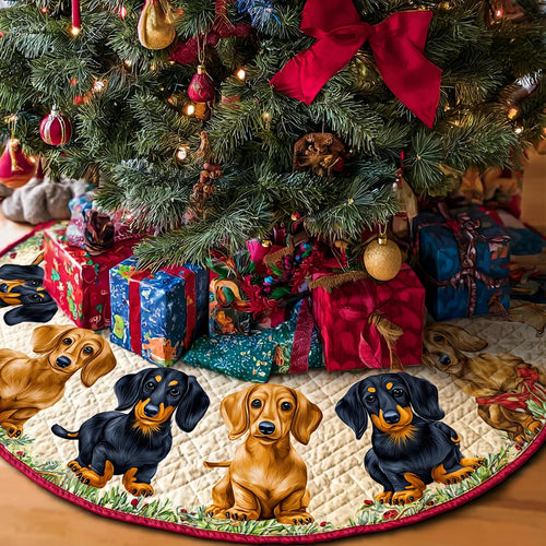 Dachshunds Blessing Christmas Quilted Tree Skirt