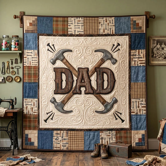 Dad Built This Life Quilt Blanket