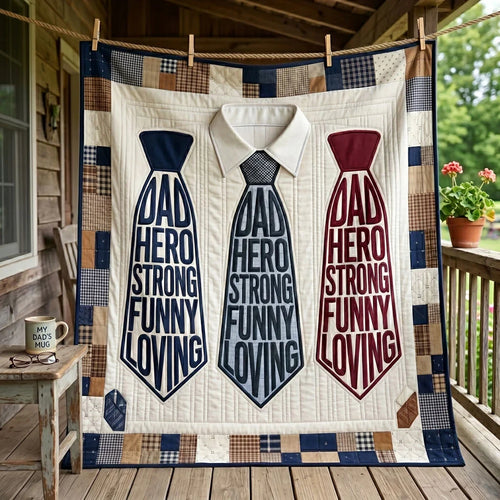 Dad Hero Tie Quilt Blanket