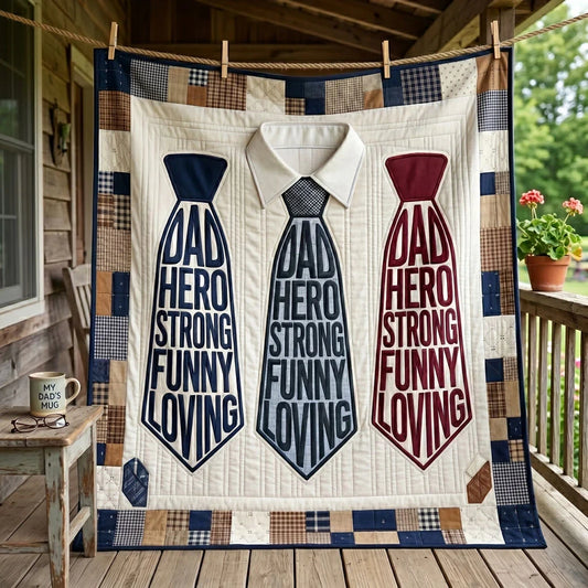 Dad Hero Tie Quilt Blanket