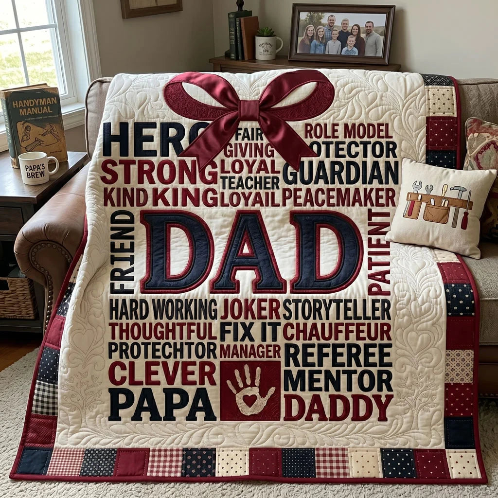 Dad's Many Roles Quilt Blanket