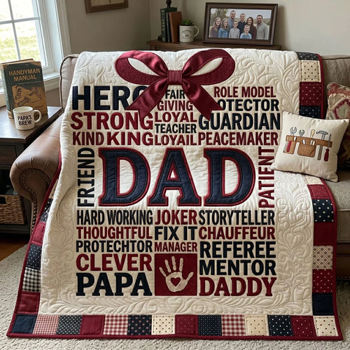 Dad's Many Roles Quilt Blanket