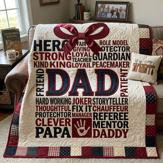 Dad's Many Roles Quilt Blanket