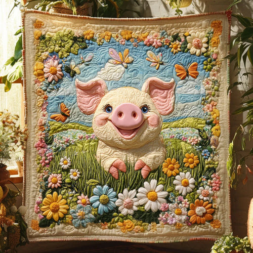 Daisy Pig Quilt Blanket
