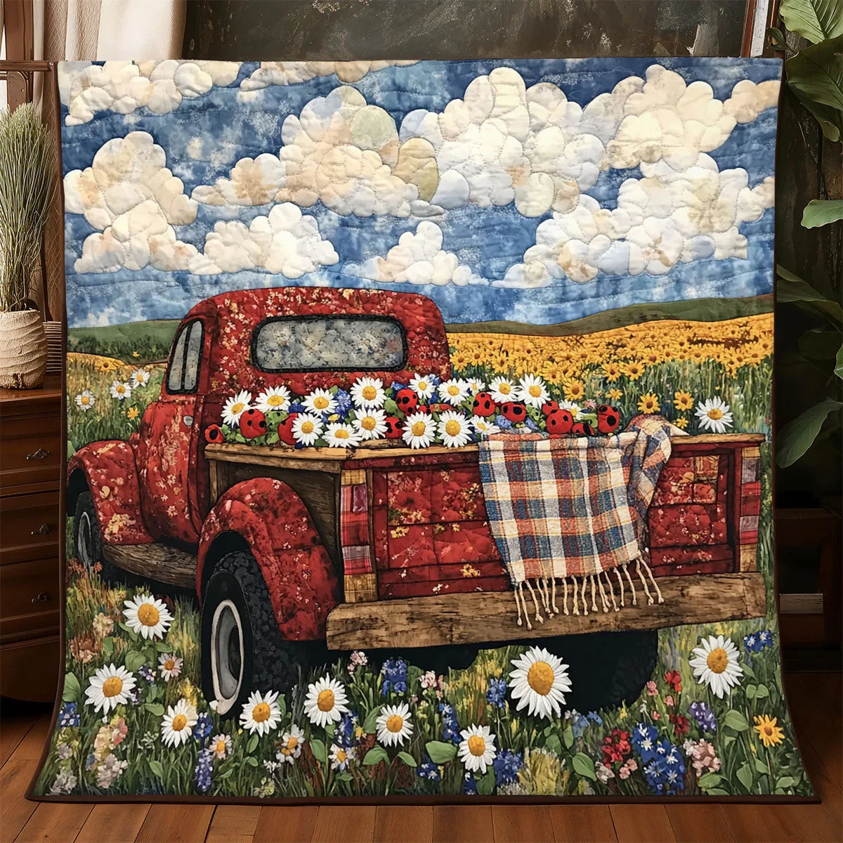 Daisy Truck Day Quilt Blanket