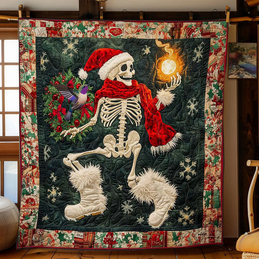 Dancing Christmas Skeleton Quilt Blanket