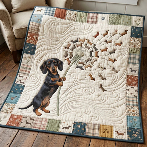 Dandelion Wishes Dachshund Quilt Blanket