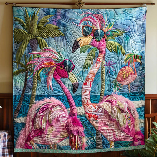 Dapper Flamingo Delight Quilt Blanket