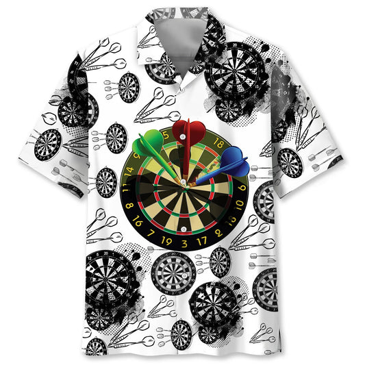 Darts Black White Hawaiian Shirt - S - hawaiian shirt