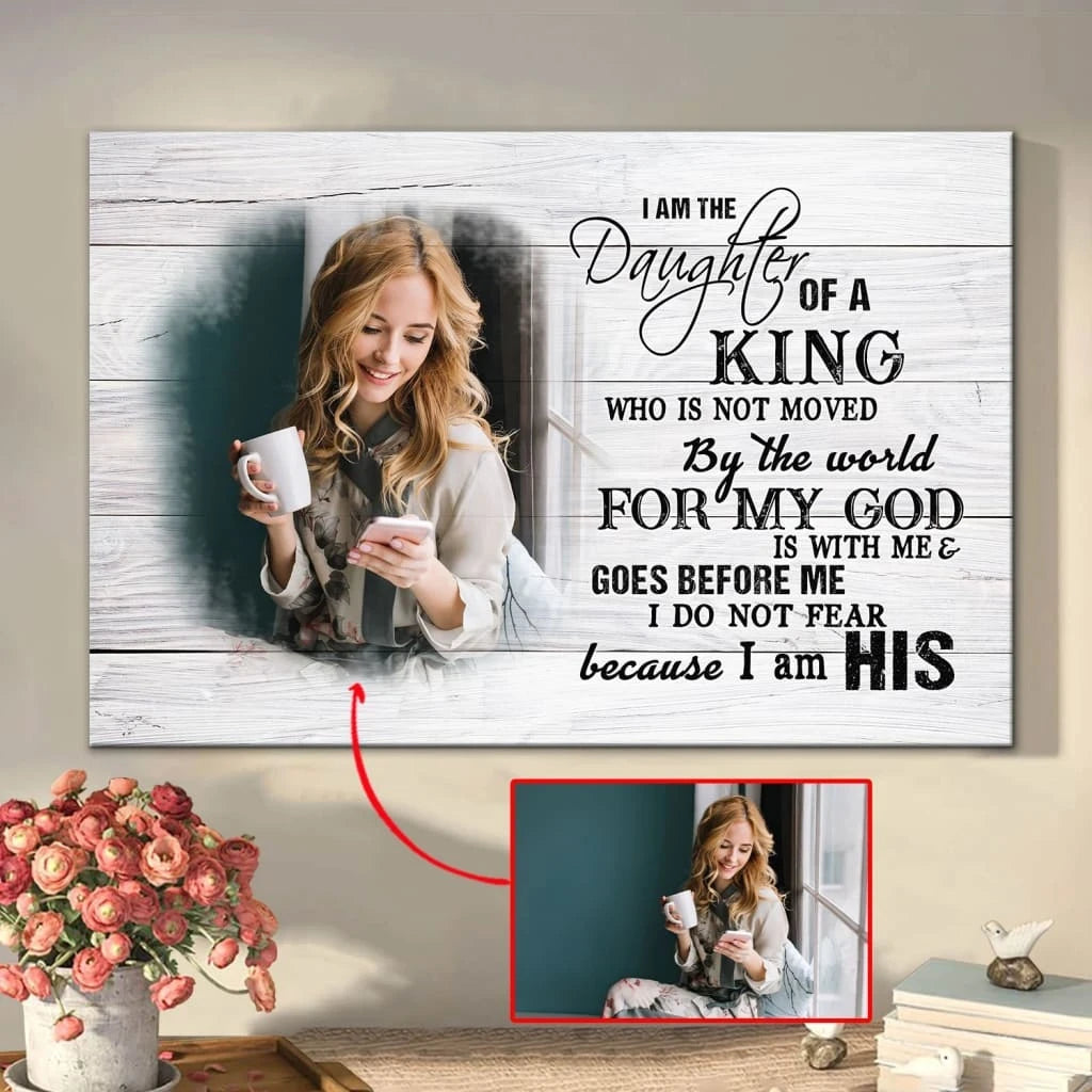 personalized i am the daughter of a king wall art canvas with custom photo (Landscape)