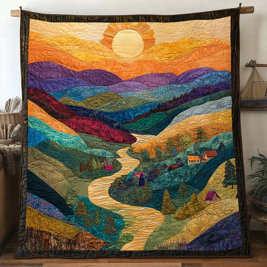 Dawnlight Mountain Ranges Quilt Blanket