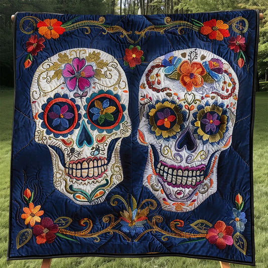 Day Of The Dead Skull Quilt Blanket
