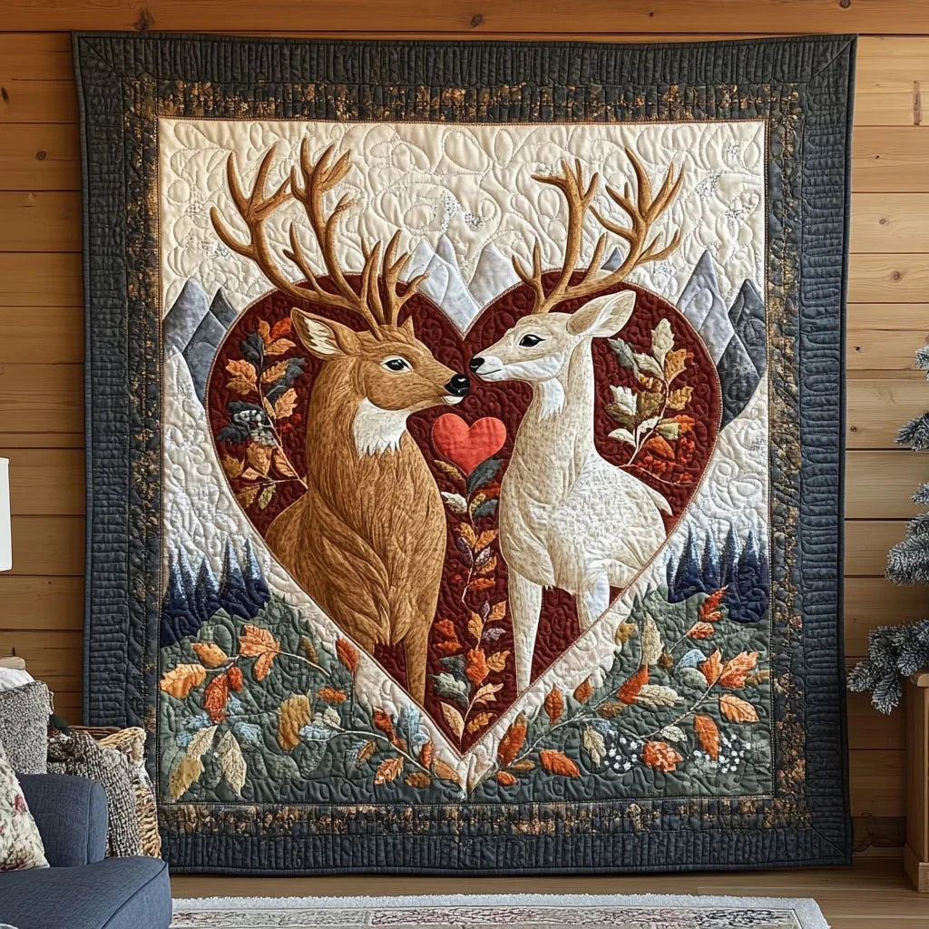 Deer Couple Cozy Quilt Blanket