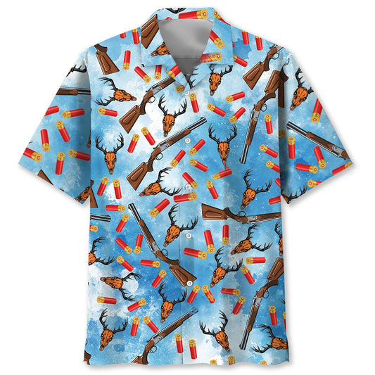 Deer Hunting Blue Hawaiian Shirt - S - hawaiian shirt