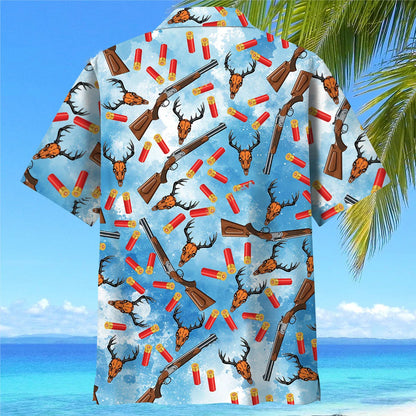 Deer Hunting Blue Hawaiian Shirt