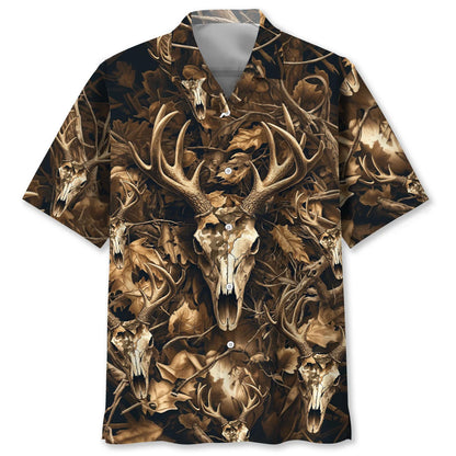Deer Hunting Brown Camo Hawaiian Shirt