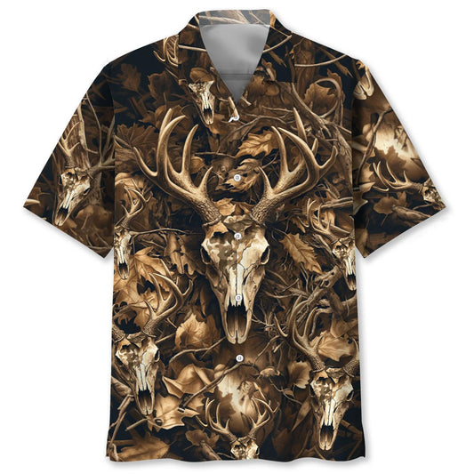 Deer Hunting Brown Camo Hawaiian Shirt - S - hawaiian shirt