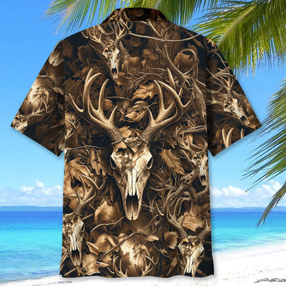 Deer Hunting Brown Camo Hawaiian Shirt