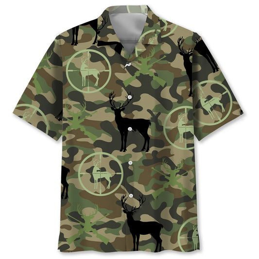 Deer Hunting Camo Hawaiian Shirt - S - hawaiian shirt