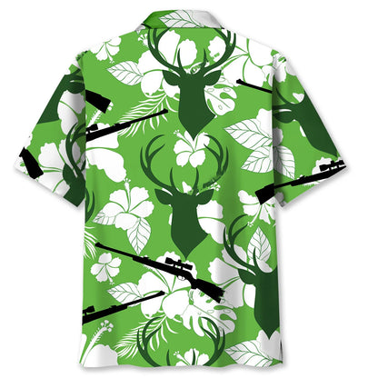 Deer Hunting Hibiscus Flower Hawaiian Shirt
