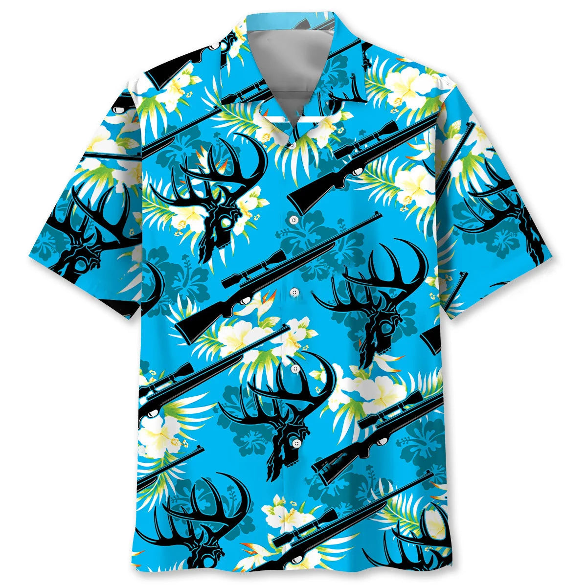 Deer Hunting Hibiscus Hawaiian Shirt