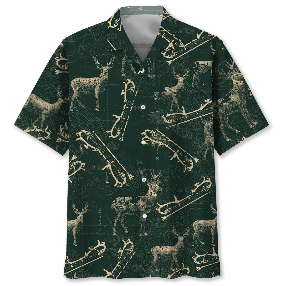 Deer Hunting Map Hawaiian Shirt
