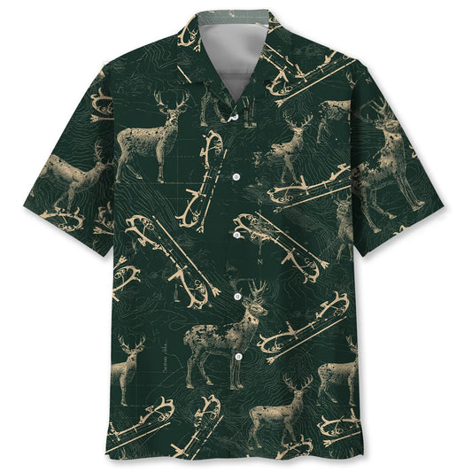 Deer Hunting Map Hawaiian Shirt - S - hawaiian shirt