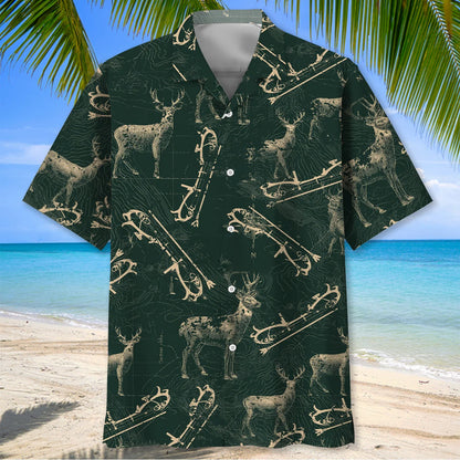 Deer Hunting Map Hawaiian Shirt