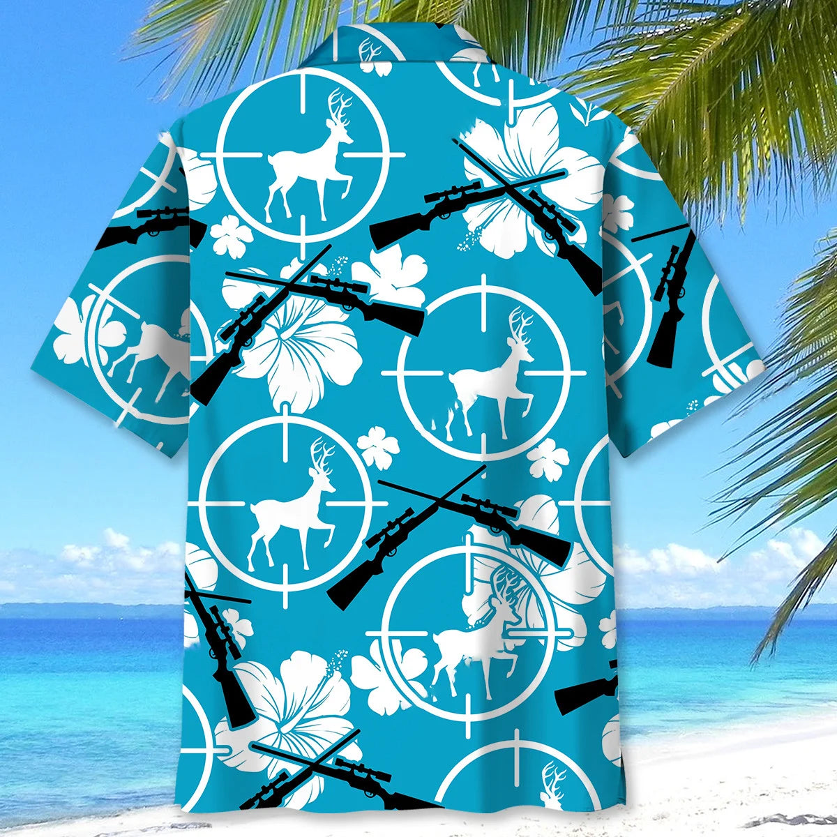 Deer Hunting Tropical Hibiscus Hawaiian Shirt