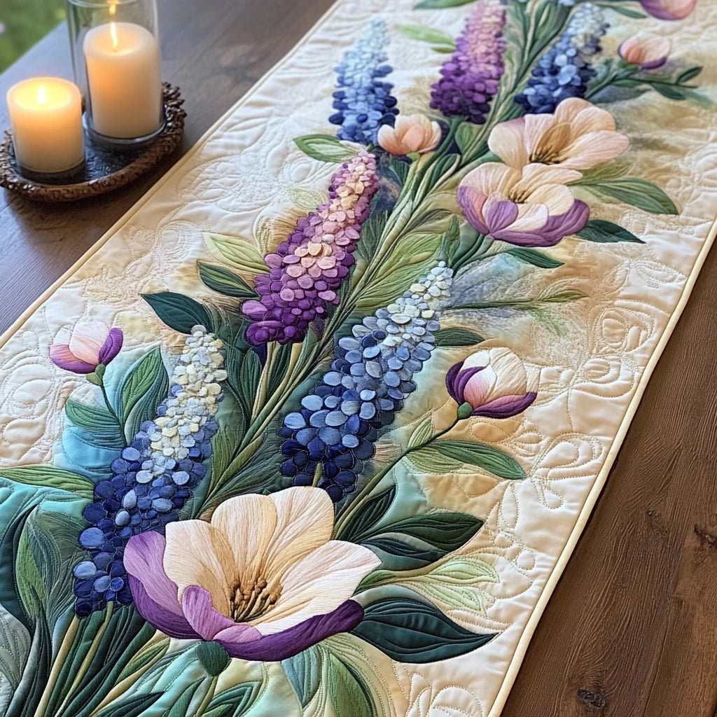 Delicate Blossom Quilted Table Runner