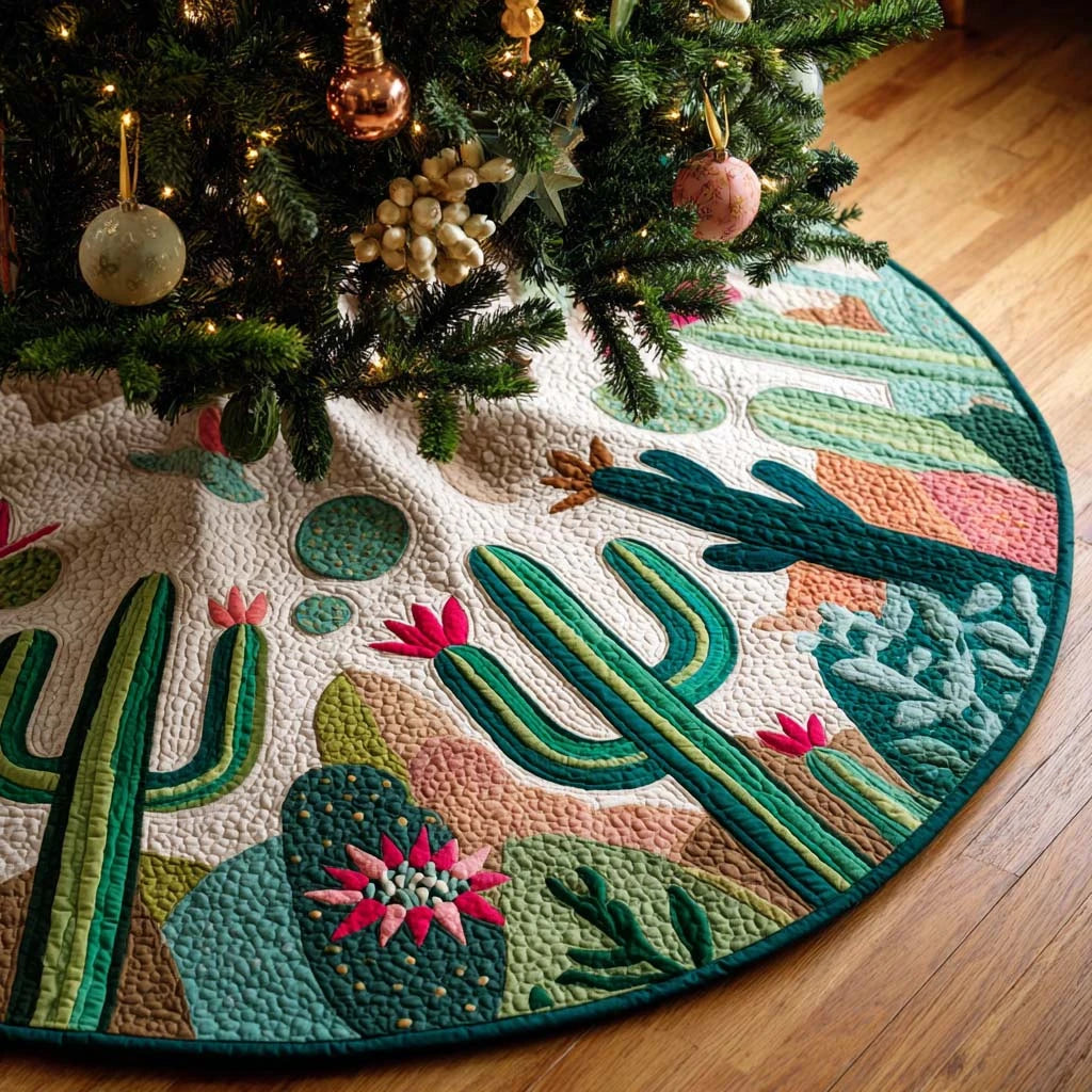 Desert Bloom Cactus Quilted Tree Skirt