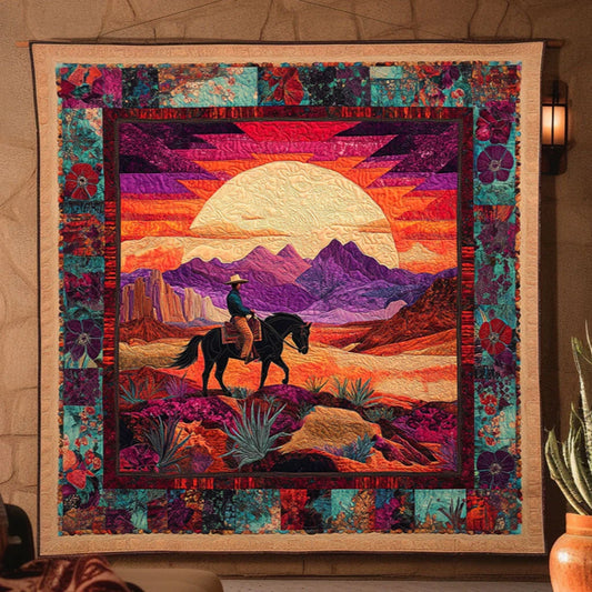 Desert Dawn Cowboy Quilt Blanket