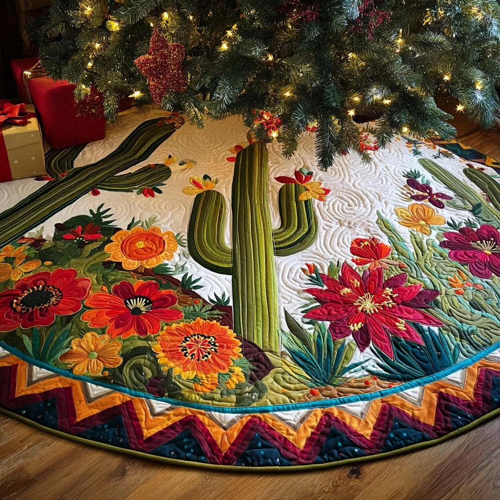 Desert Green Christmas Quilted Tree Skirt